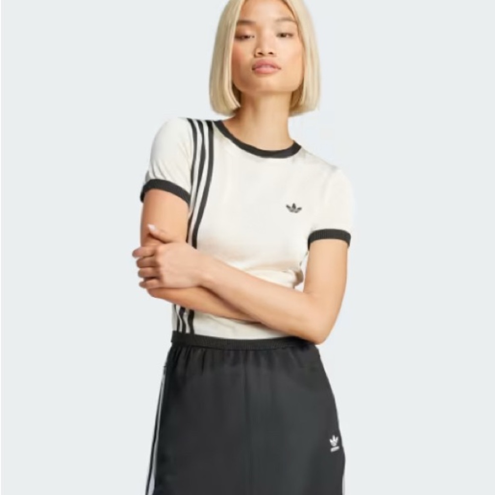 Adidas Women's Black and White Short Sleeve Tee